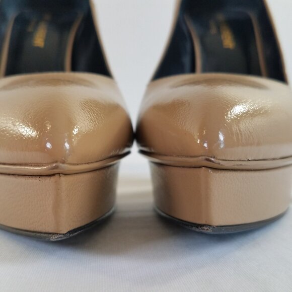 Saint Laurent Janis Platform Heels Tan SIZE 36  Dust Bags Pumps Pointed Leather - Picture 12 of 17
